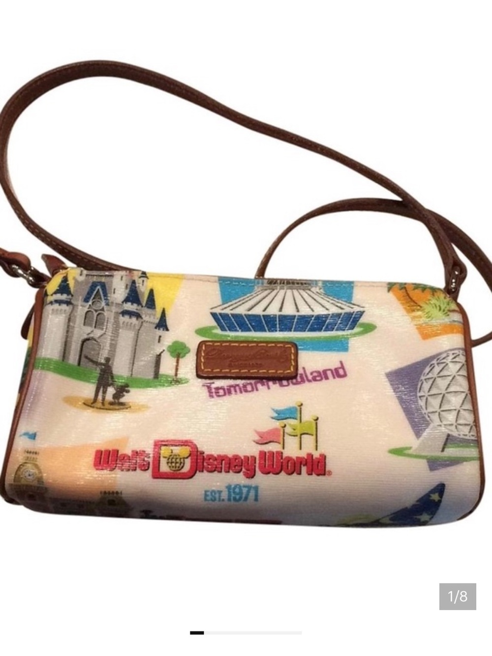 DOONEY and BOURKE Disney Multicolor Tomorrowland Crossbody Bag with Brown Trim